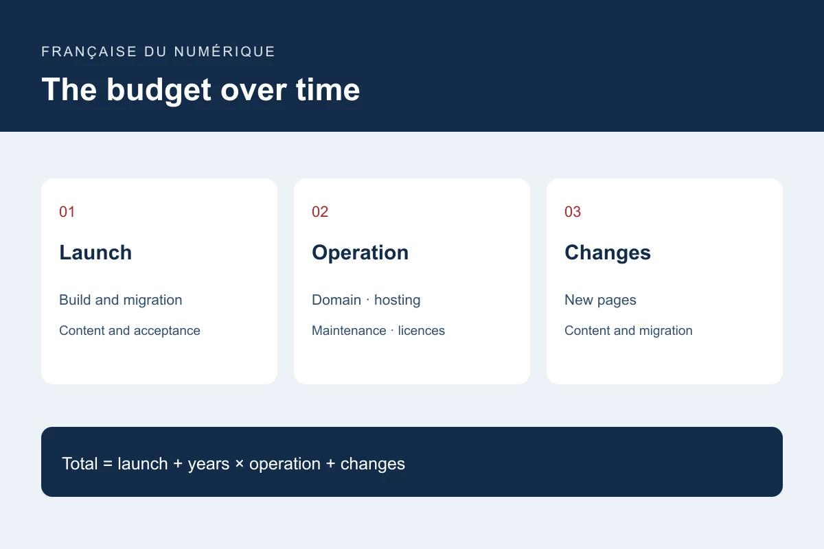 Website budget divided into launch, annual operation and future changes
