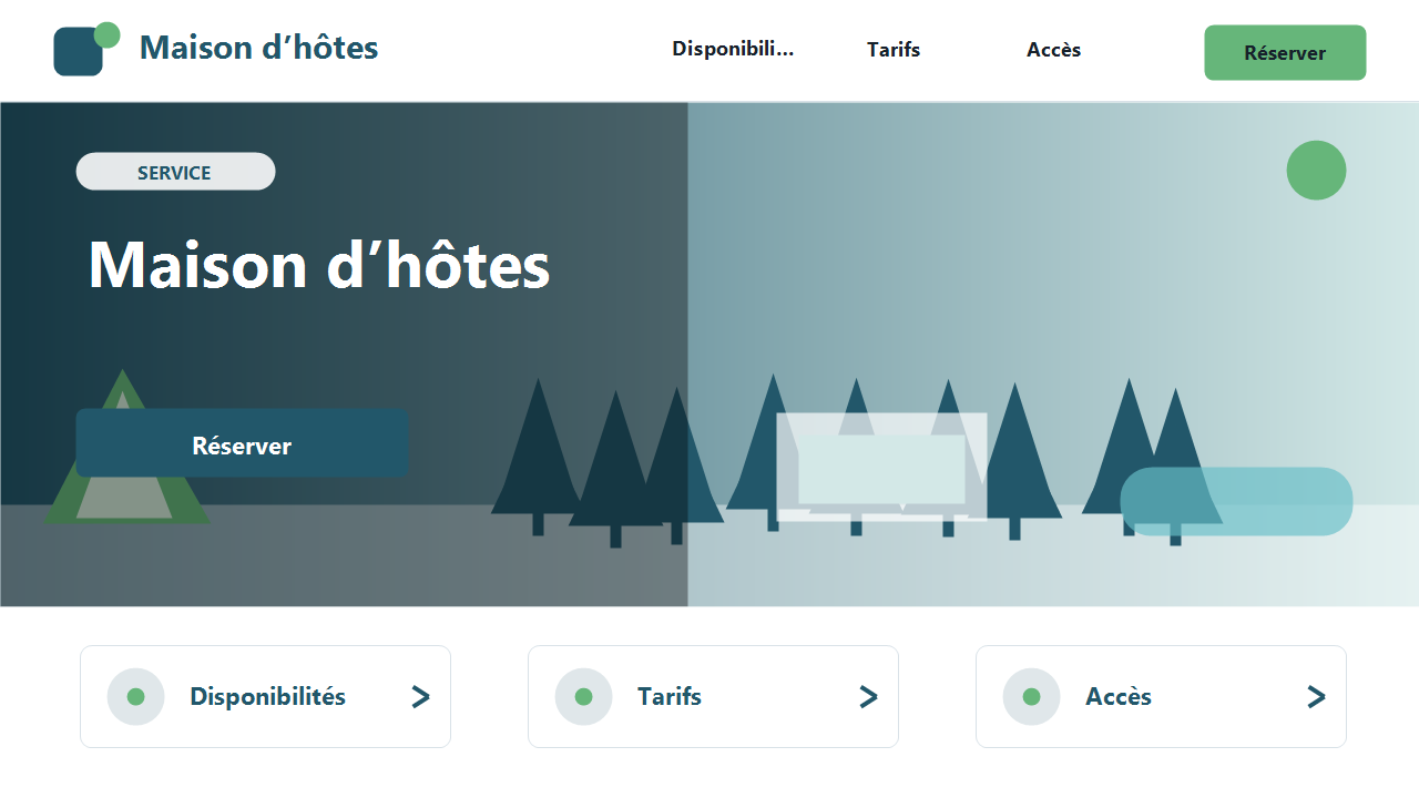 Visuel fictif de site internet pour Maison d’hôtes