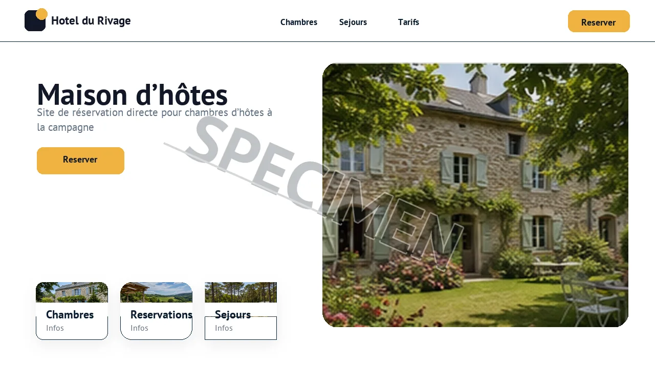 Visuel fictif de site internet pour Maison d’hôtes