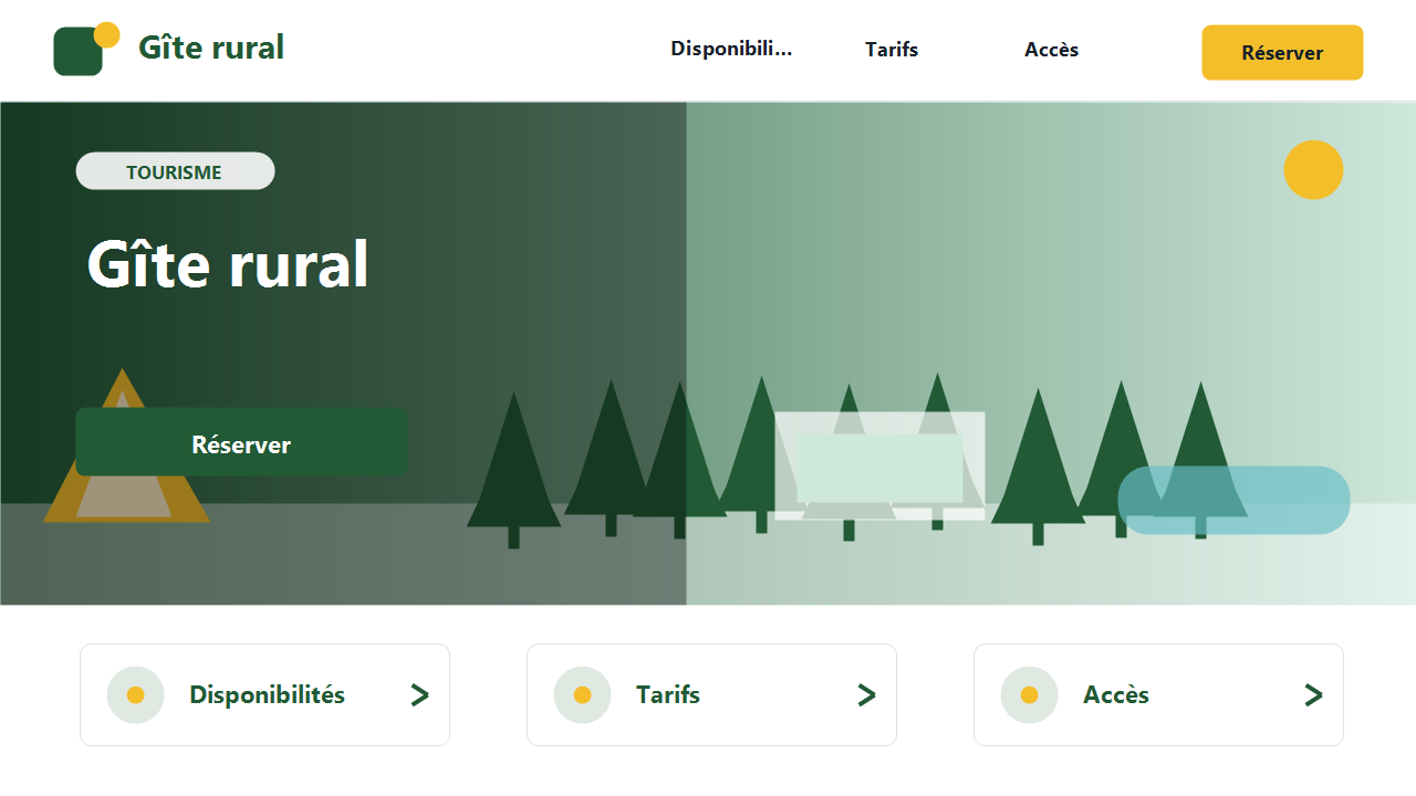 Visuel fictif de site internet pour Gîte rural