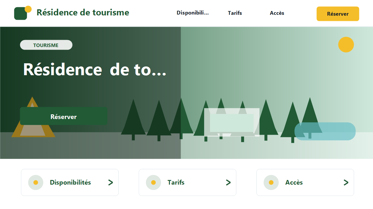 Visuel fictif de site internet pour Résidence de tourisme