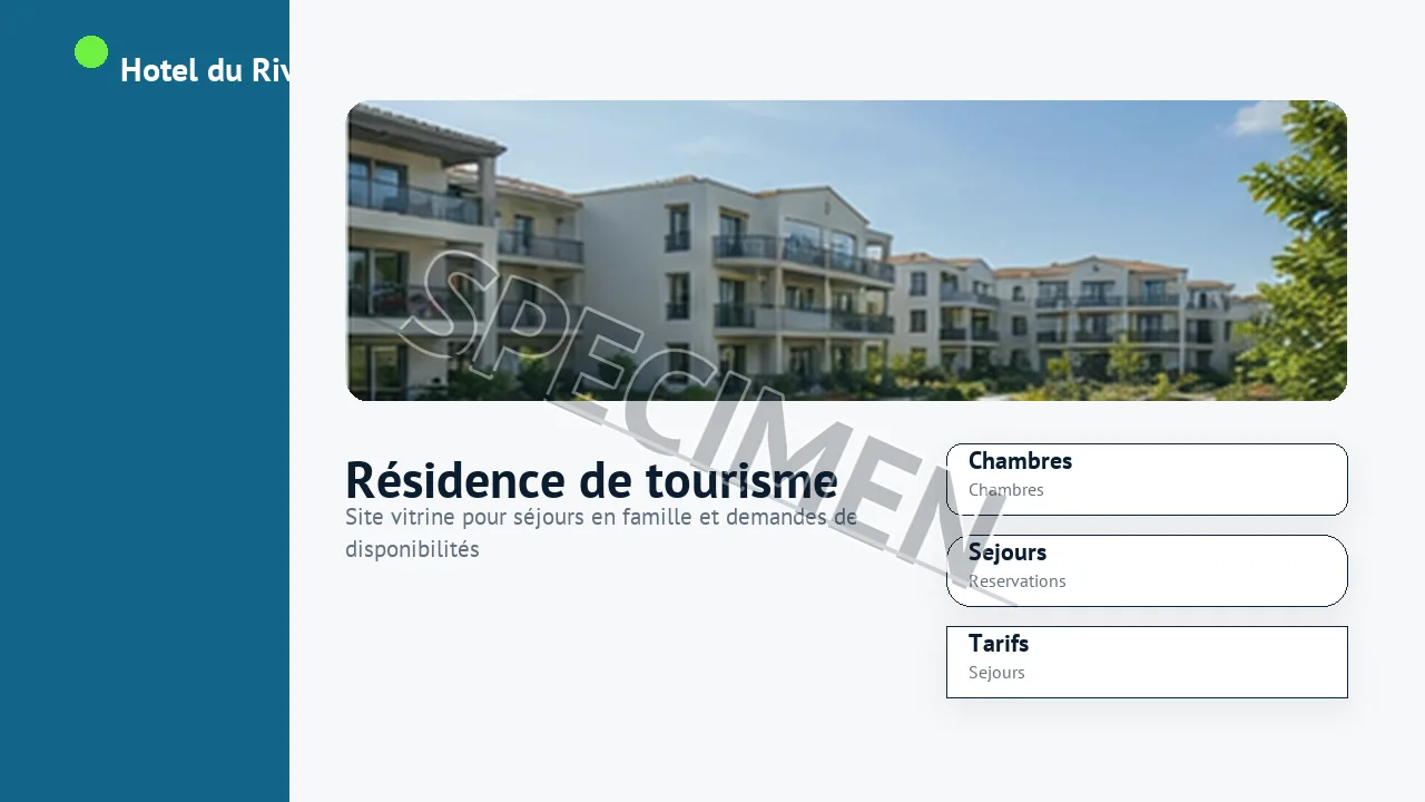 Visuel fictif de site internet pour Résidence de tourisme