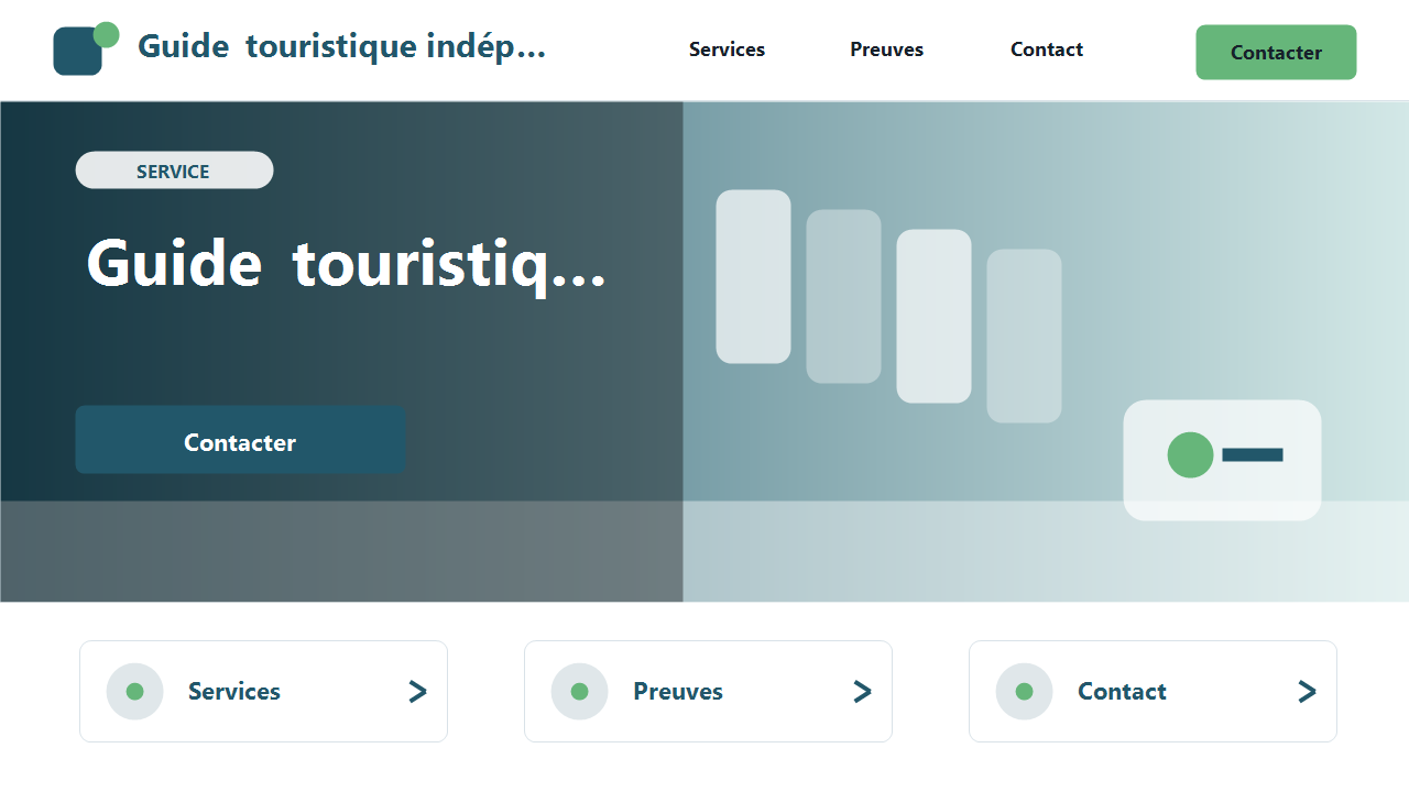 Visuel fictif de site internet pour Guide touristique indépendant