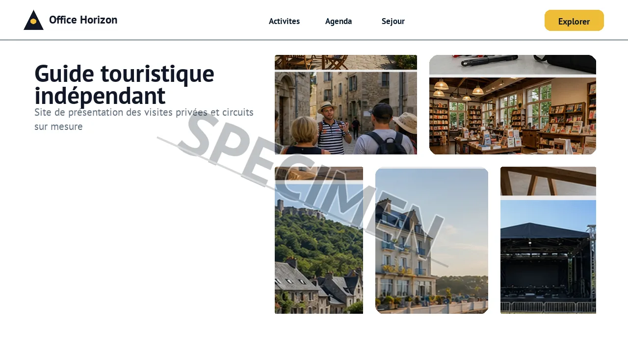 Visuel fictif de site internet pour Guide touristique indépendant