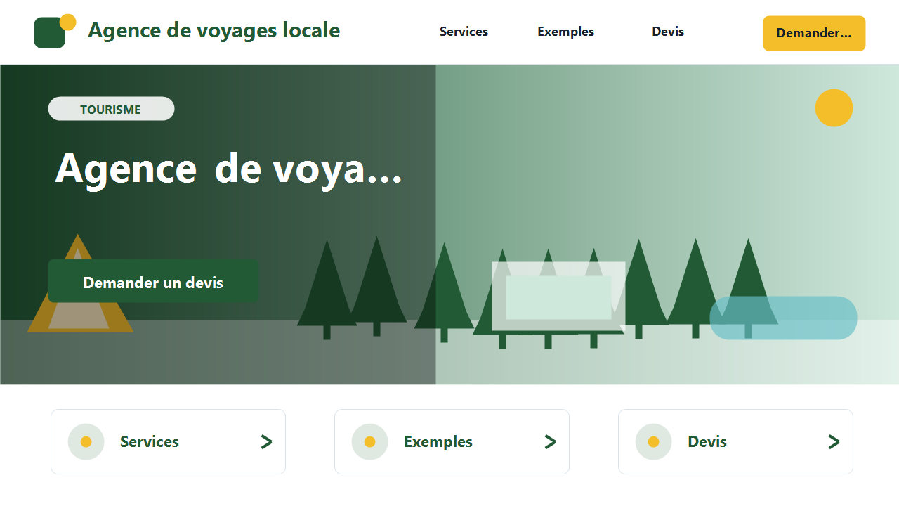 Visuel fictif de site internet pour Agence de voyages locale