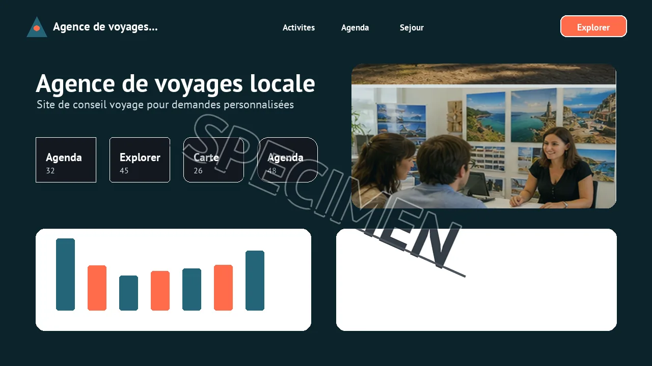 Visuel fictif de site internet pour Agence de voyages locale