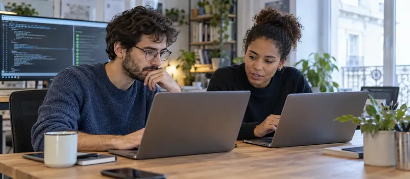 Deux développeurs examinent la qualité d’un site Web