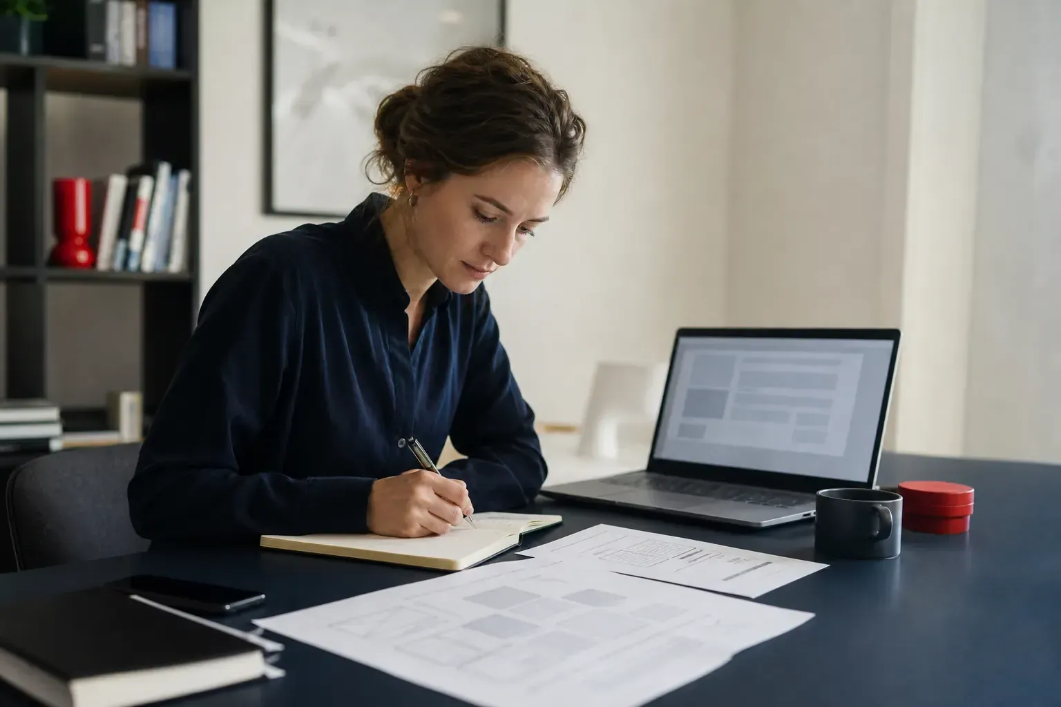 Scrittore che prepara testi e immagini sul computer