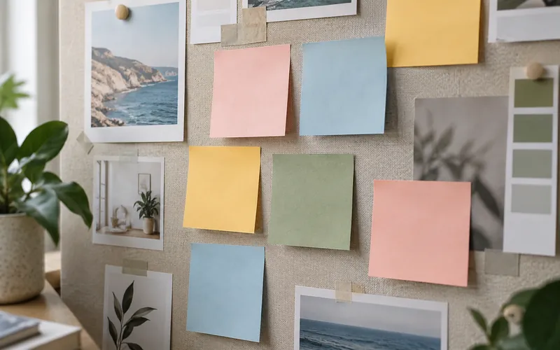 Notes autocollantes de différentes couleurs sur un tableau