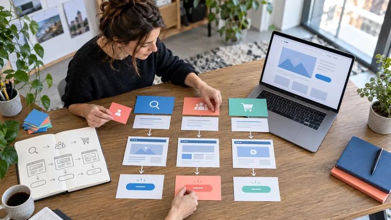 Illustration: mapping search intentions to pages and useful next actions