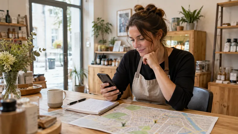 Illustrazione: preparazione di informazioni pratiche per un'attività locale
