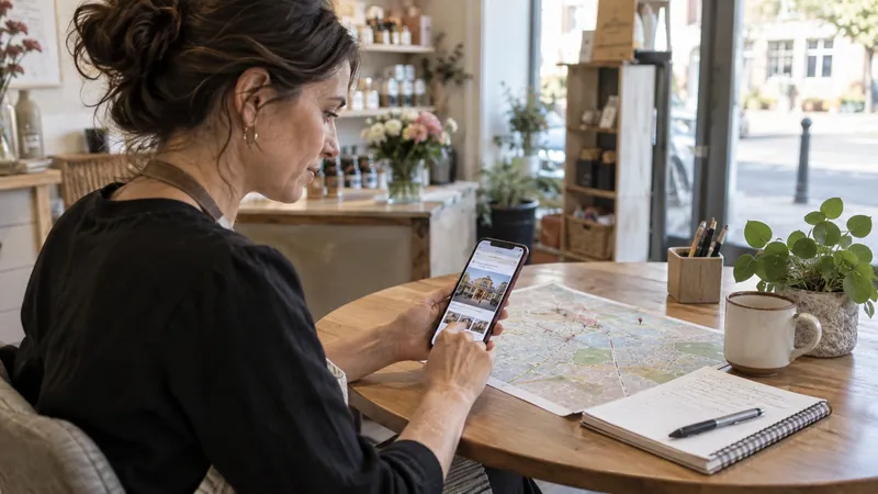 Illustrazione: preparazione di informazioni pratiche per un'attività locale