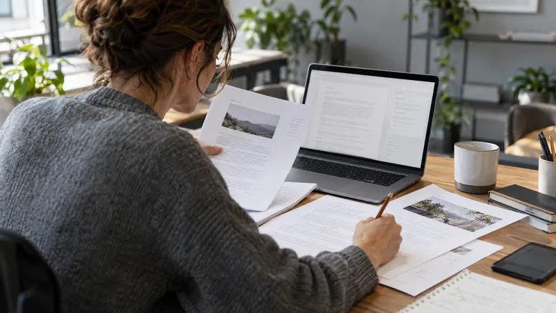 Illustrazione: correzione di bozze e organizzazione di contenuti per un sito web