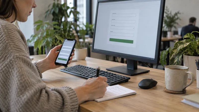 Illustrazione: testare un modulo e un viaggio su computer e telefono