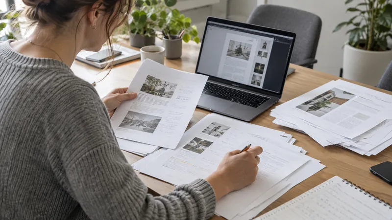 Illustrazione: correzione di bozze e organizzazione di contenuti per un sito web