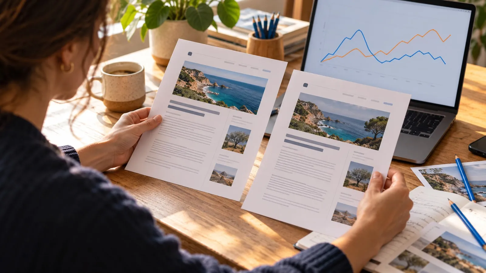 Illustration IA : comparaison de deux pages proches et de leur visibilité.