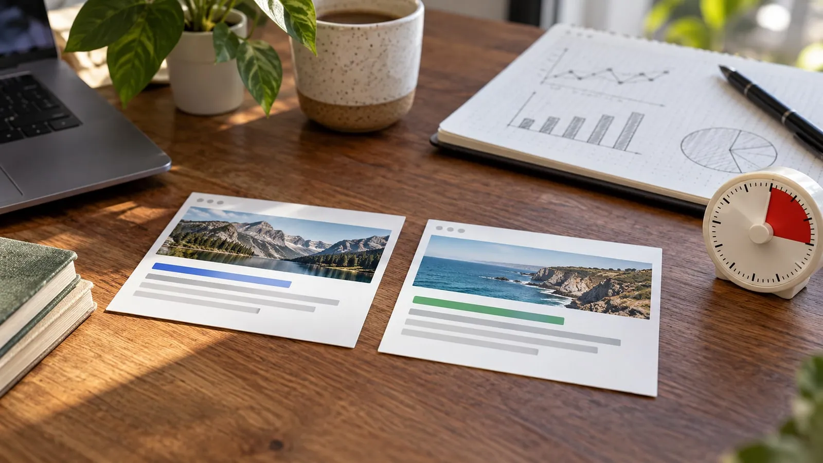 AI illustration: comparing two proposed titles for the same webpage.