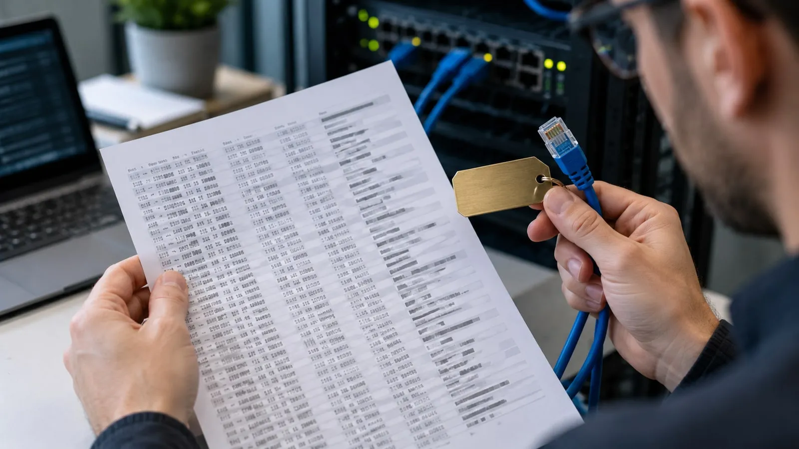 Abbildung KI: Überprüfung von Netzwerkprotokollen und Identifikationselementen.