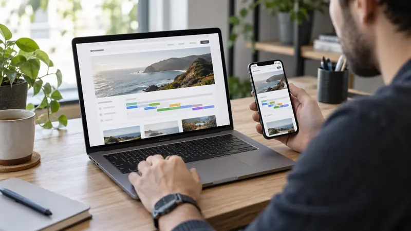 Entwickler vergleichen Website-Laden auf Laptop und Telefon