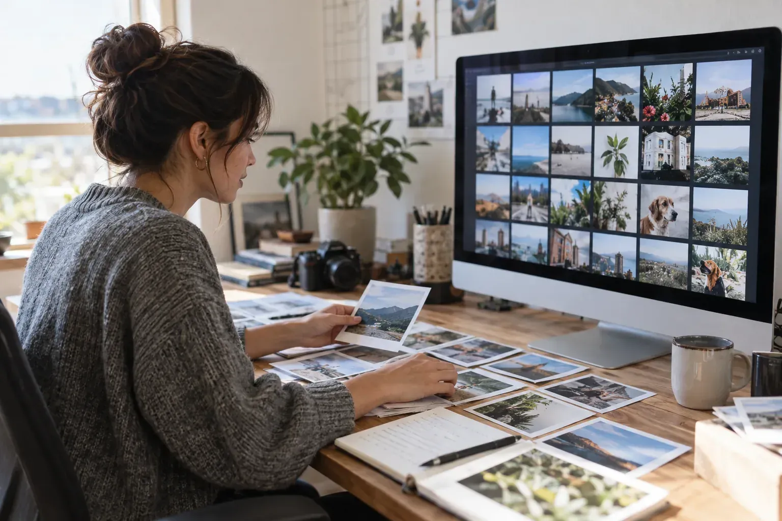 Content editor selecting distinct photographs for website pages