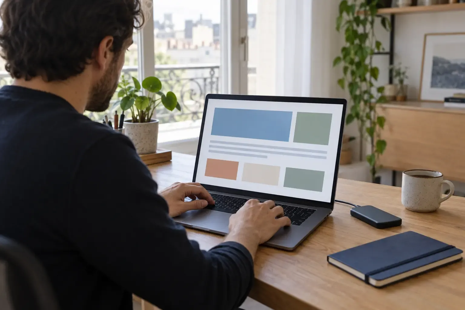 Professionnel vérifiant un site internet sur ordinateur
