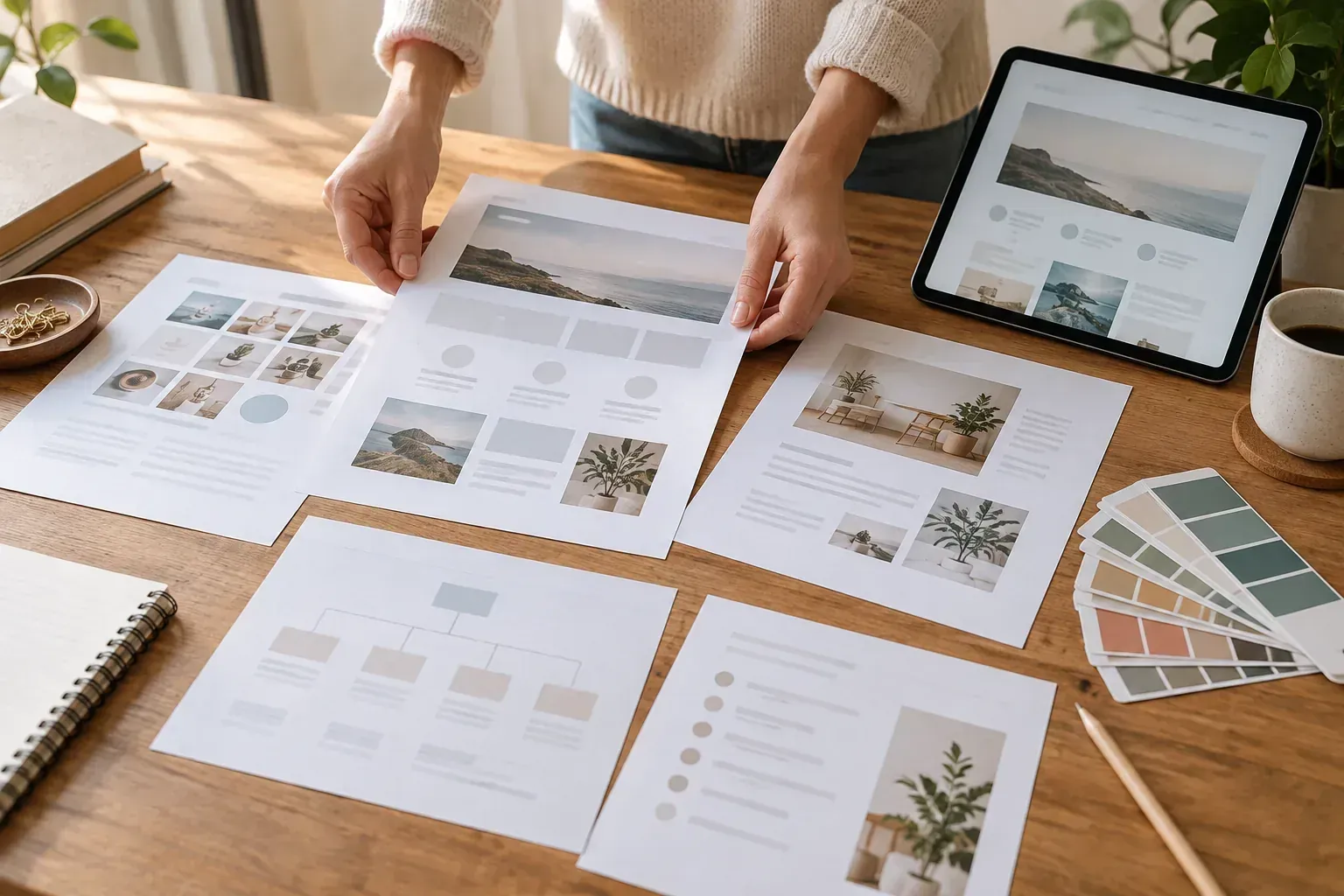 Documents de structure et de contenu préparés pour un projet de site web