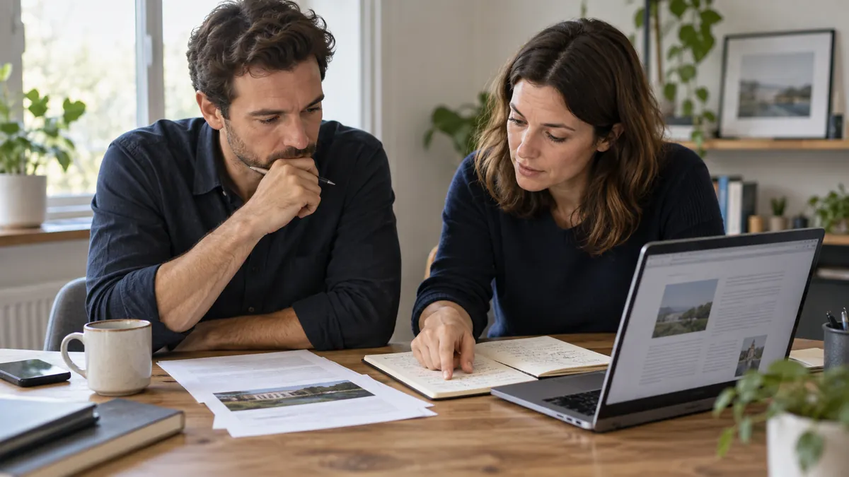 Editor and business owner checking sources before publishing a web page