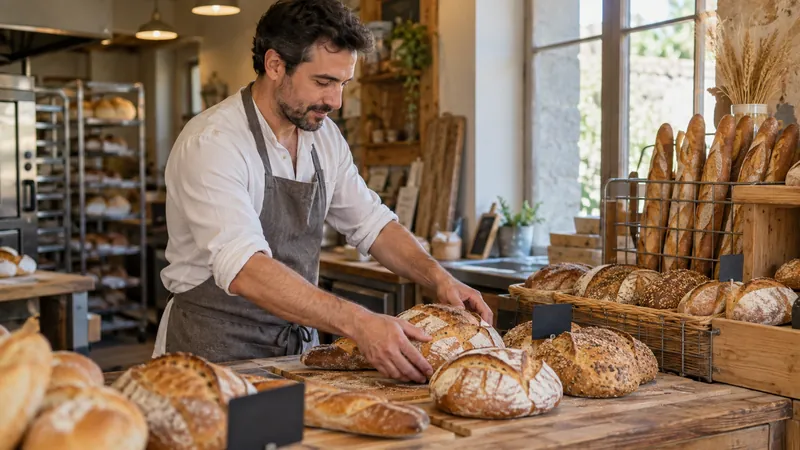 Abbildung: Präsentation von Brot in einer handwerklichen Bäckerei