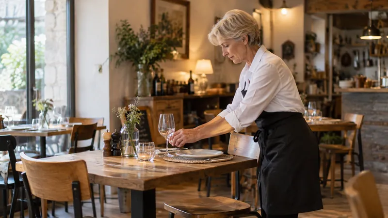 Abbildung: Vorbereiten eines Restauranttischs