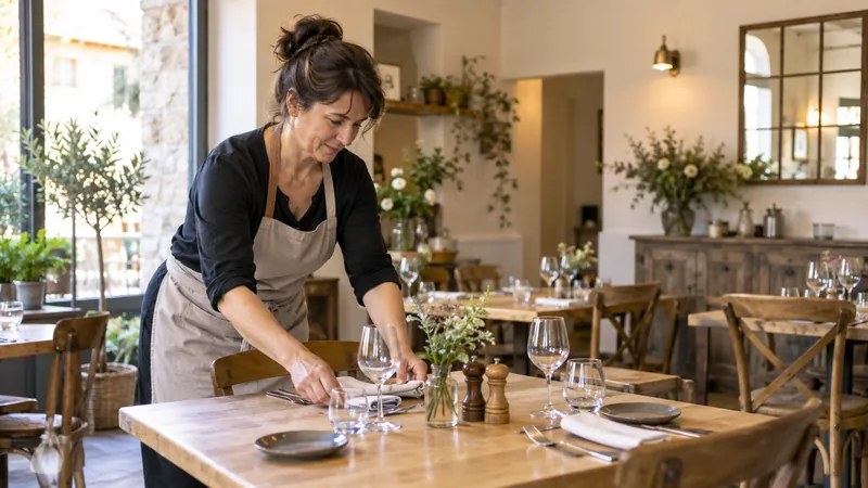 Illustrazione: preparare un tavolo da ristorante