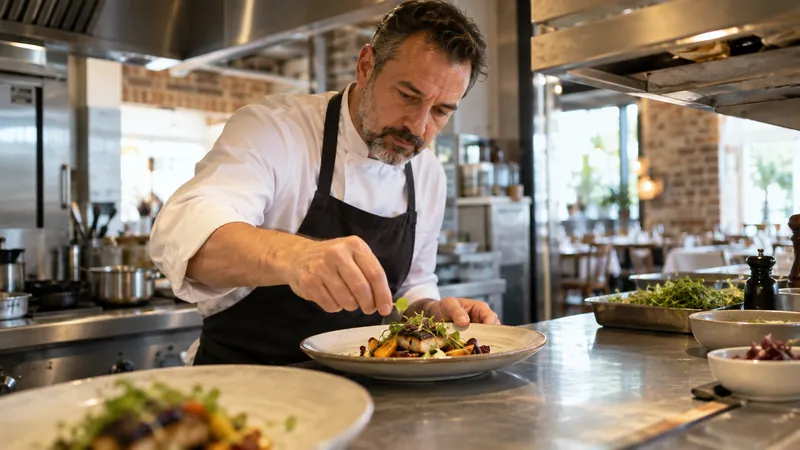 Abbildung: Zubereitung eines Gerichts in einer Restaurantküche