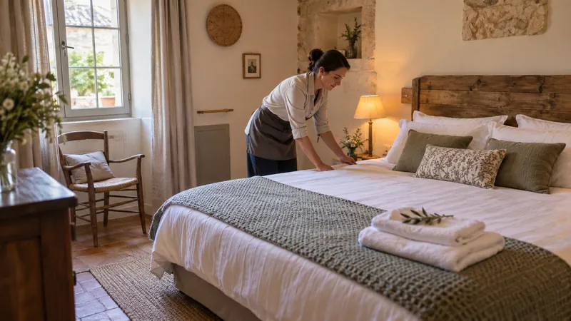 Ilustración: Habitación de hotel preparada para una estancia