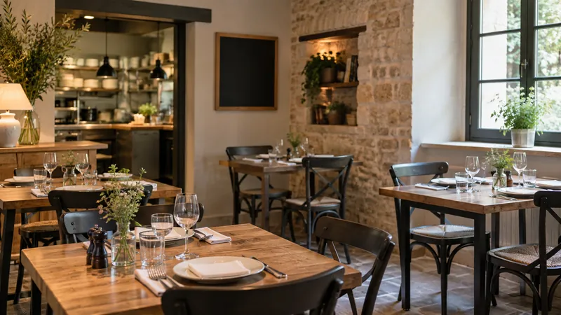 Ilustración: Sala de restaurante lista para recibir a los visitantes