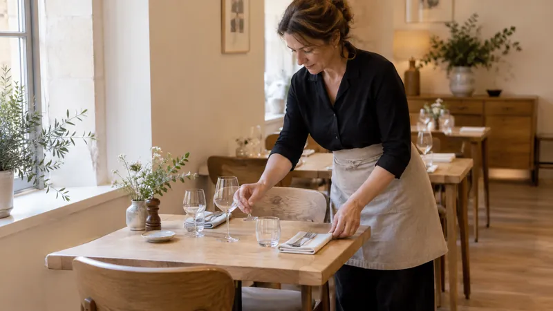 Abbildung: Vorbereiten eines Restauranttischs