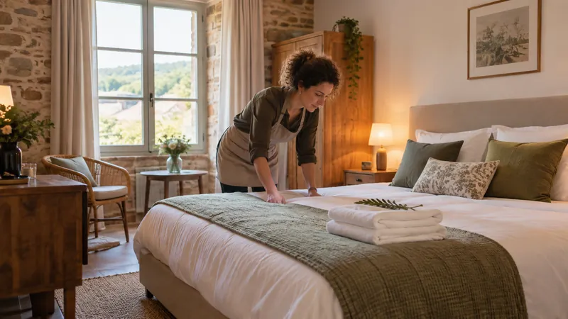 Ilustración: Habitación de hotel preparada para una estancia