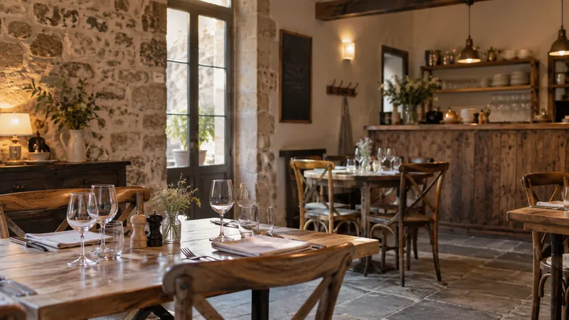 Ilustración: Sala de restaurante lista para recibir a los visitantes
