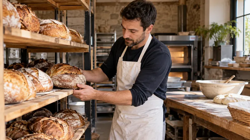 Illustratie: ambachtelijke broden gepresenteerd in de bakkerij