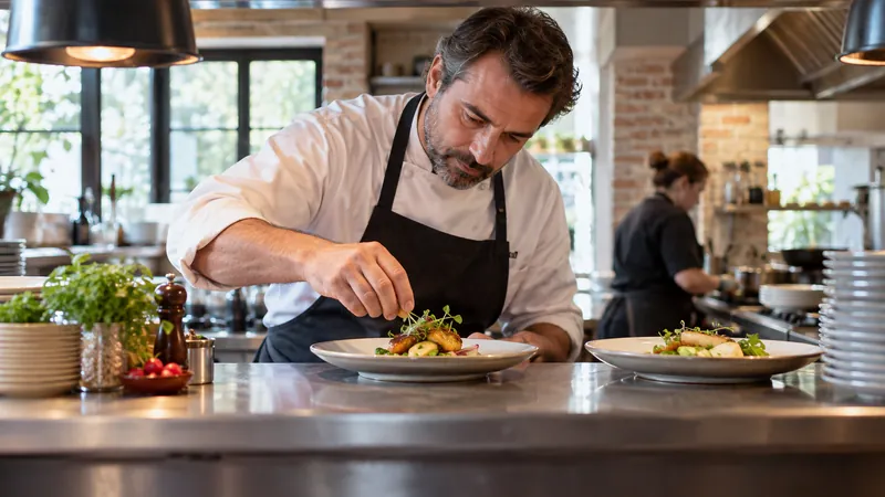 Abbildung: Zubereitung eines Gerichts in einer Restaurantküche