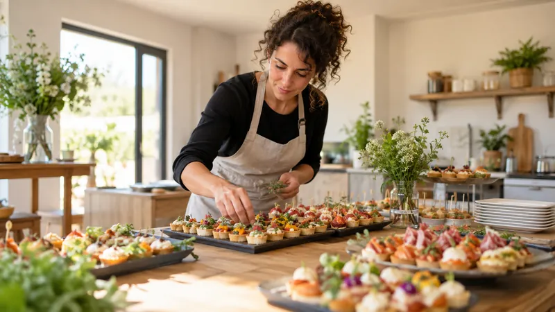 Abbildung: Vorbereitung von Tabletts durch einen Caterer