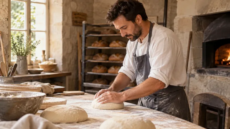 Ilustración: moldear panes en un taller de panadería