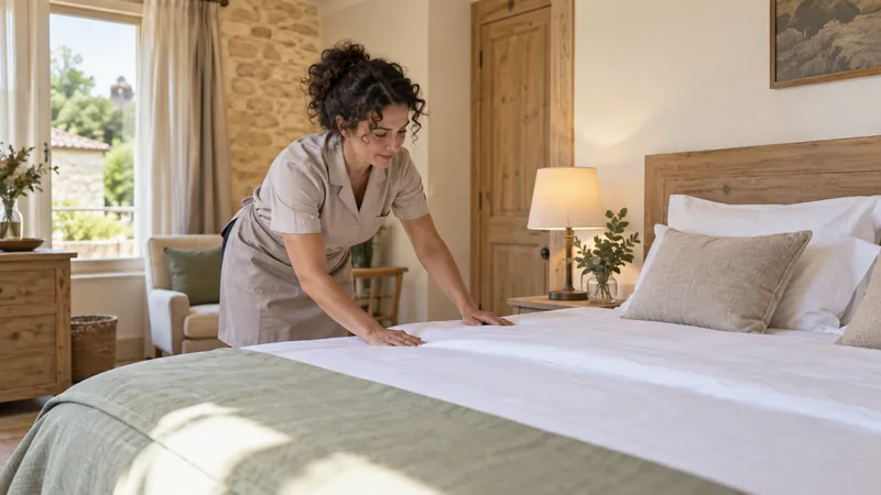 Ilustración: Preparación de una habitación de hotel
