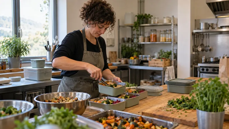 Ilustración: Preparación de comidas para un servicio de catering