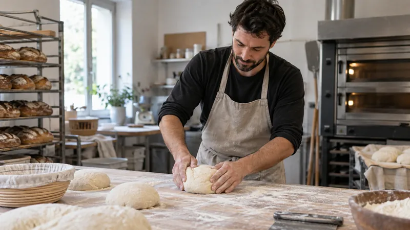 Illustration: Shaping breads in a bakery workshop
