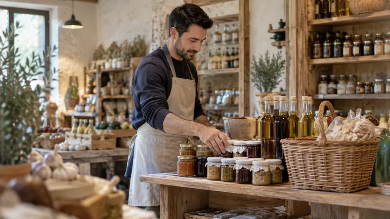Illustration: Handcrafted products presented in a delicatessen