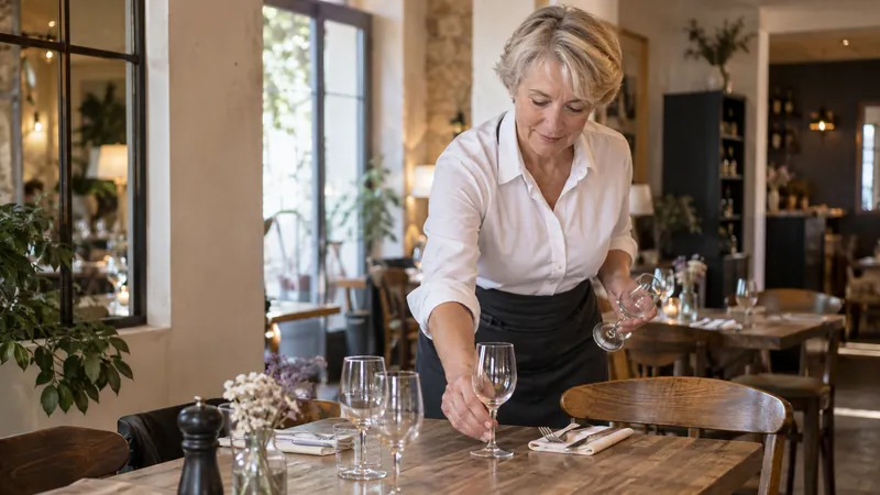 Abbildung: Vorbereiten eines Restauranttischs