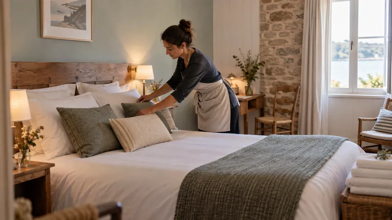 Abbildung: Hotelzimmer für einen Aufenthalt vorbereitet