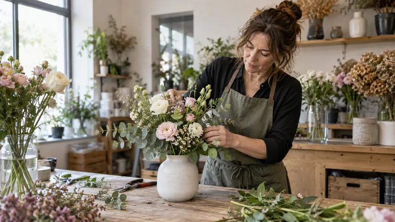 Abbildung: Vorbereitung eines Blumenarrangements