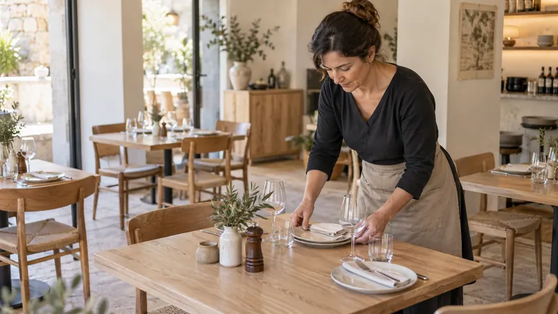 Abbildung: Vorbereiten eines Restauranttischs