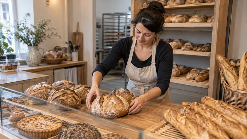 Abbildung: Präsentation von Brot in einer handwerklichen Bäckerei