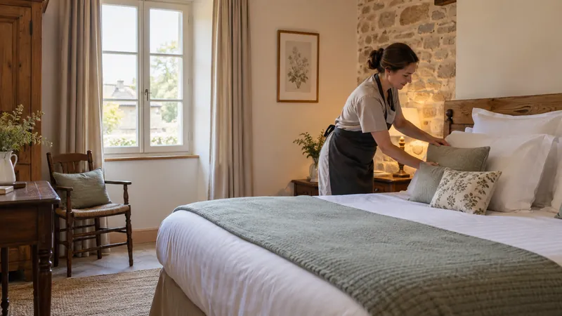 Abbildung: Hotelzimmer für einen Aufenthalt vorbereitet